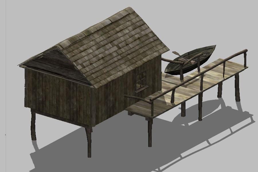 FishermanHouse wooden house 3D model_4