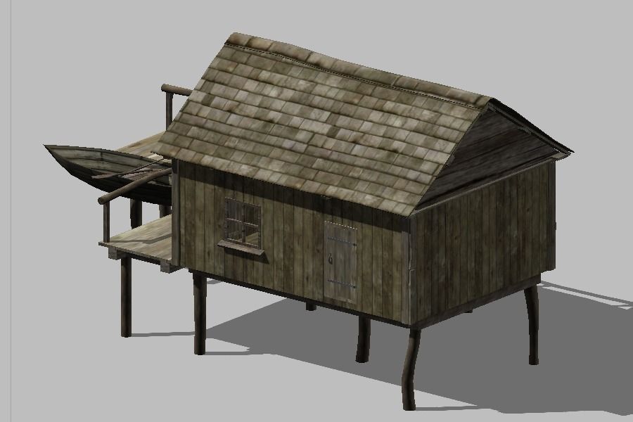 FishermanHouse wooden house 3D model_2
