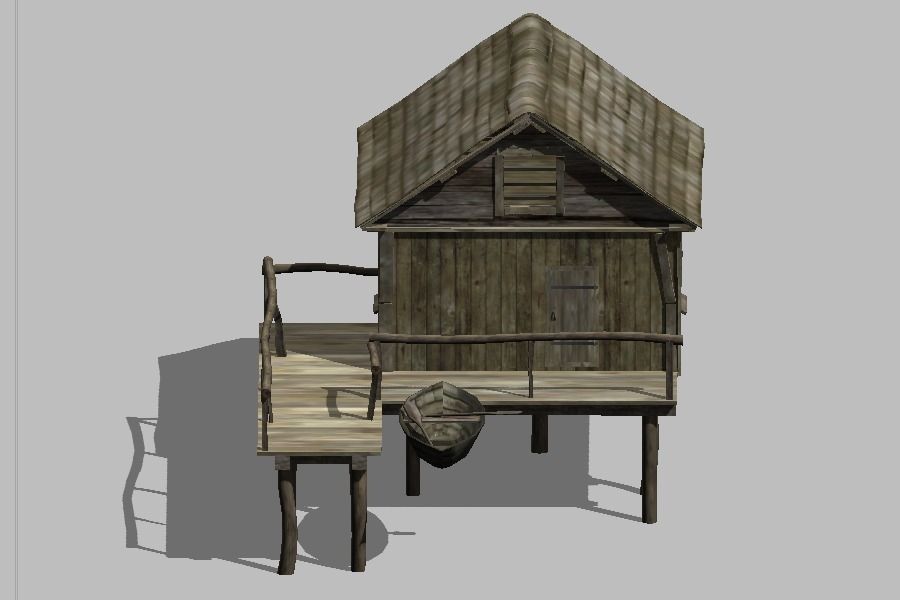 FishermanHouse wooden house 3D model_0