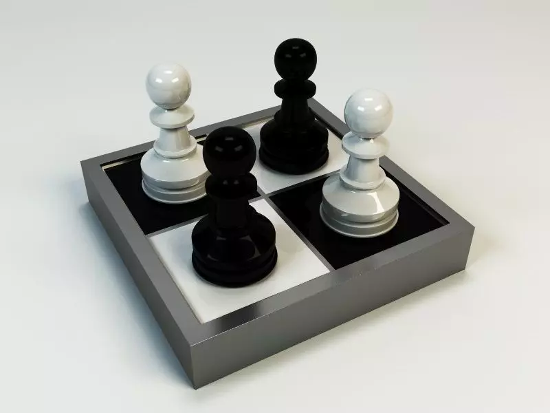 3d model Pawn three chess pieces Free 3D model_0