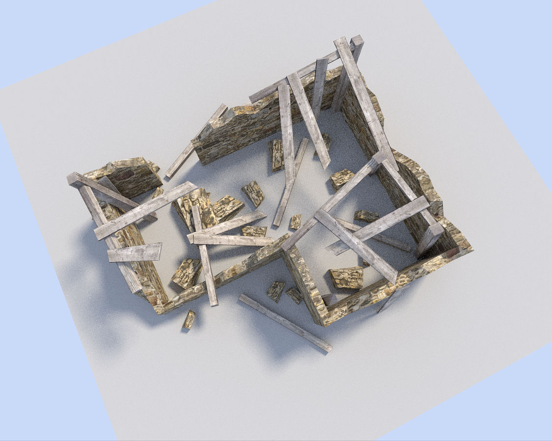 ruined house Free low-poly 3D model_2