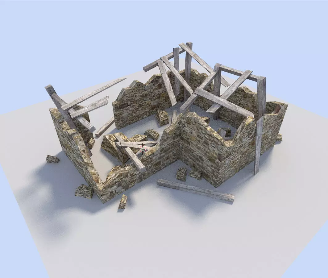 ruined house Free low-poly 3D model_0