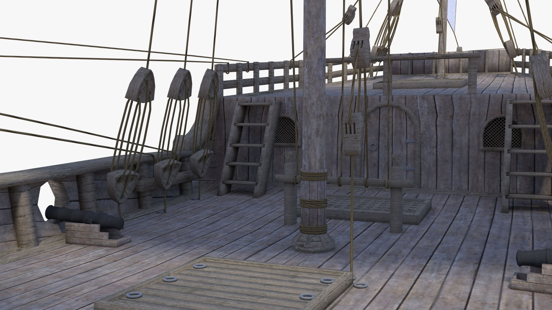 Pinta ship with cross 3D model_4