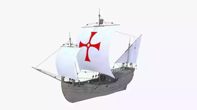 Pinta ship with cross 3D model