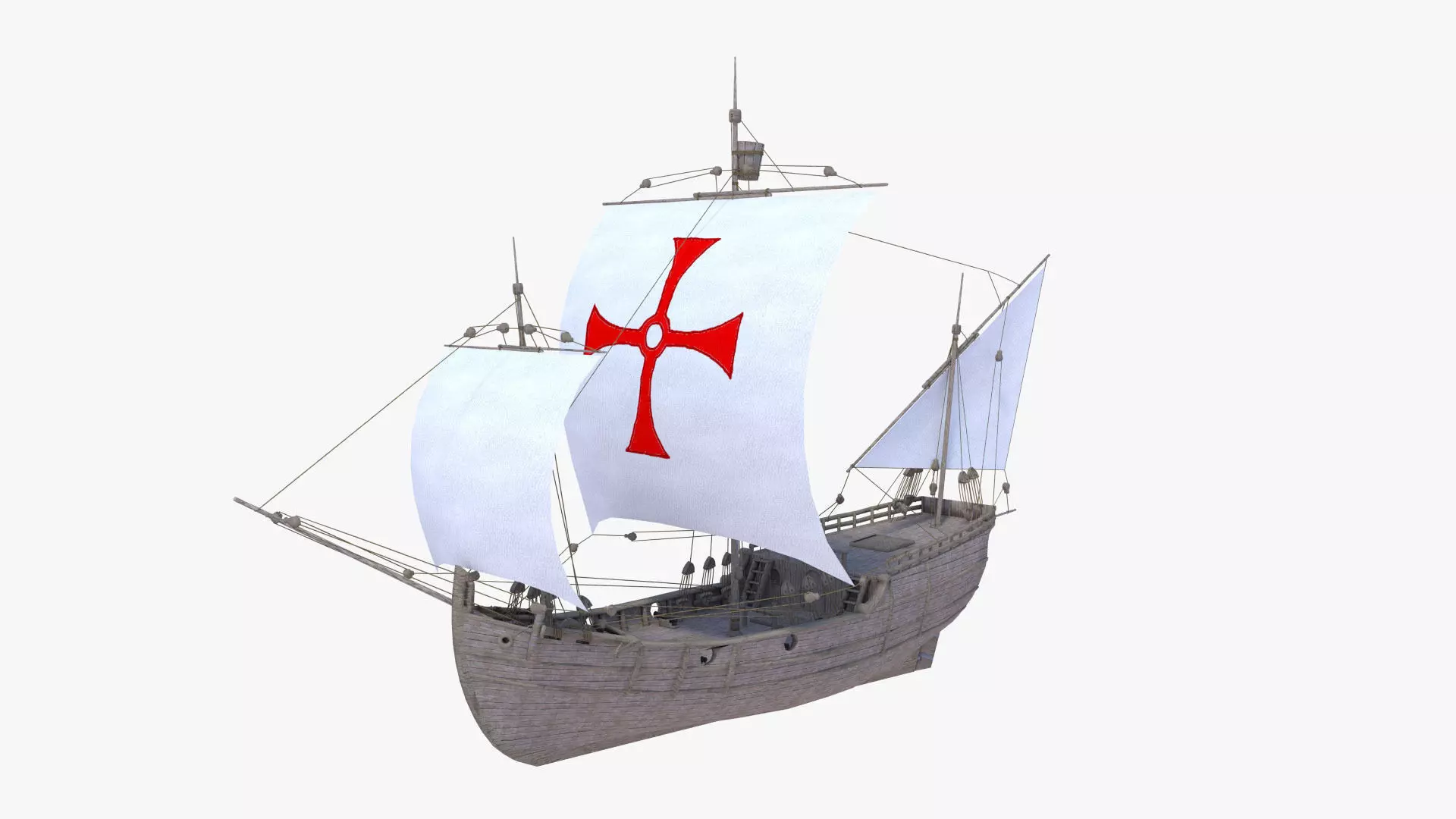 Pinta ship with cross 3D model_0