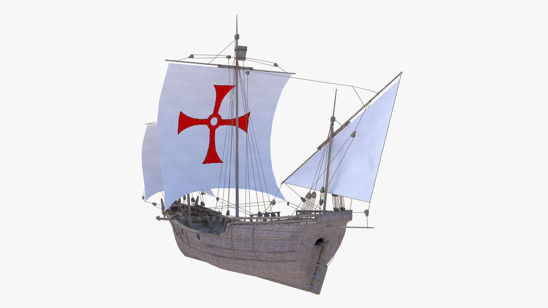 Pinta ship with cross 3D model_2