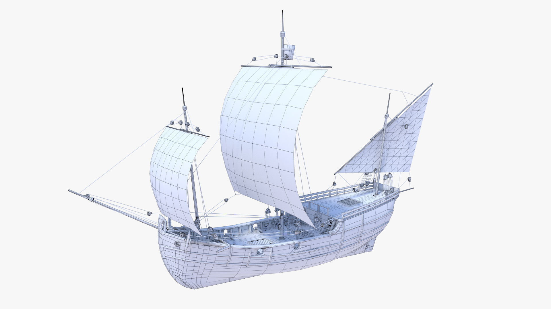 Pinta ship with cross 3D model_5