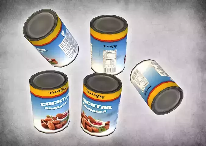 Canned Cocktail Sausages Low-poly 3D model
