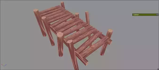 Low Poly Hand Drawn Cartoon Wooden Foot Bridge Low-poly 3D model