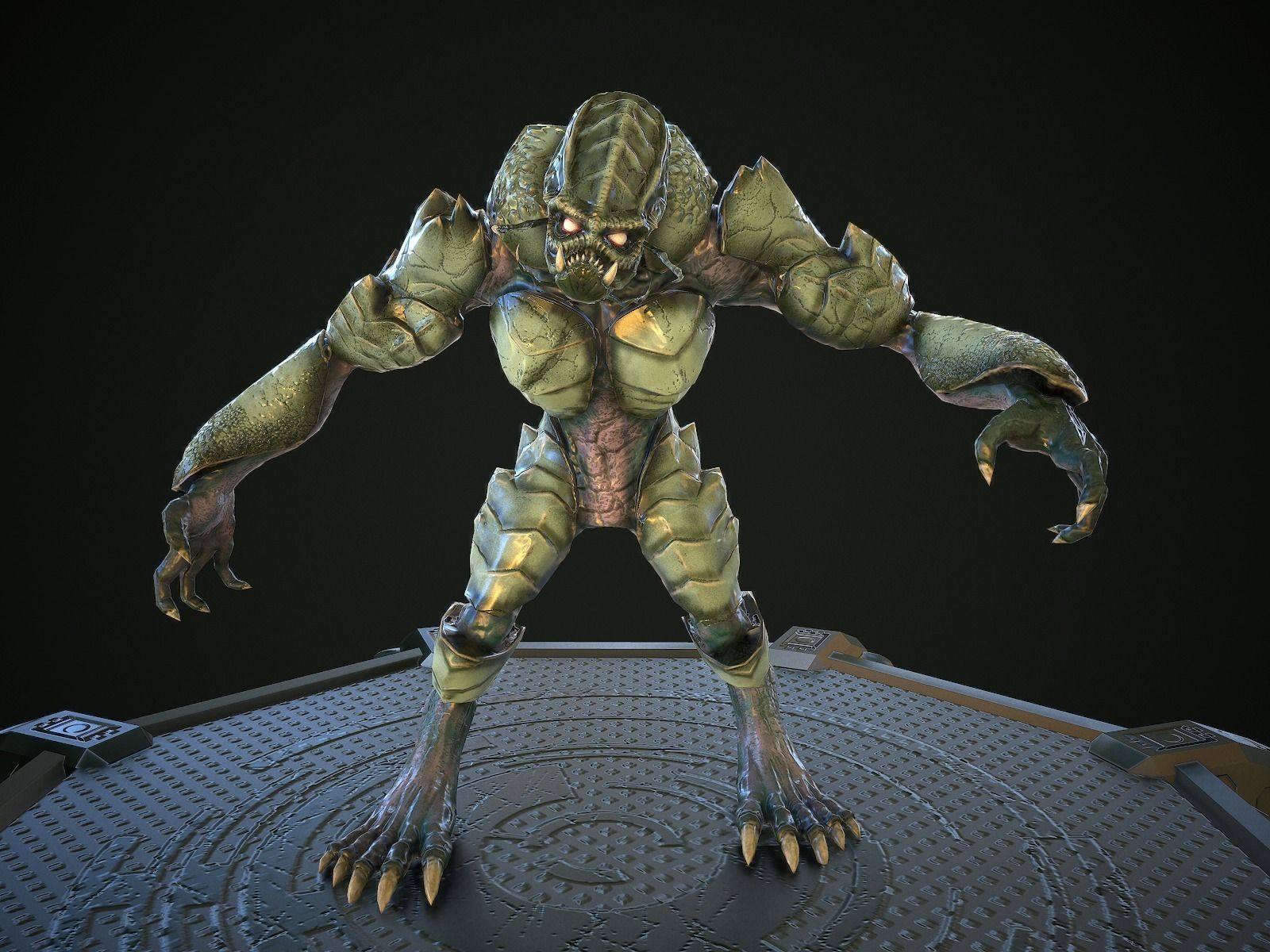 Alien Beast Lowpoly rigged Low-poly 3D model_3