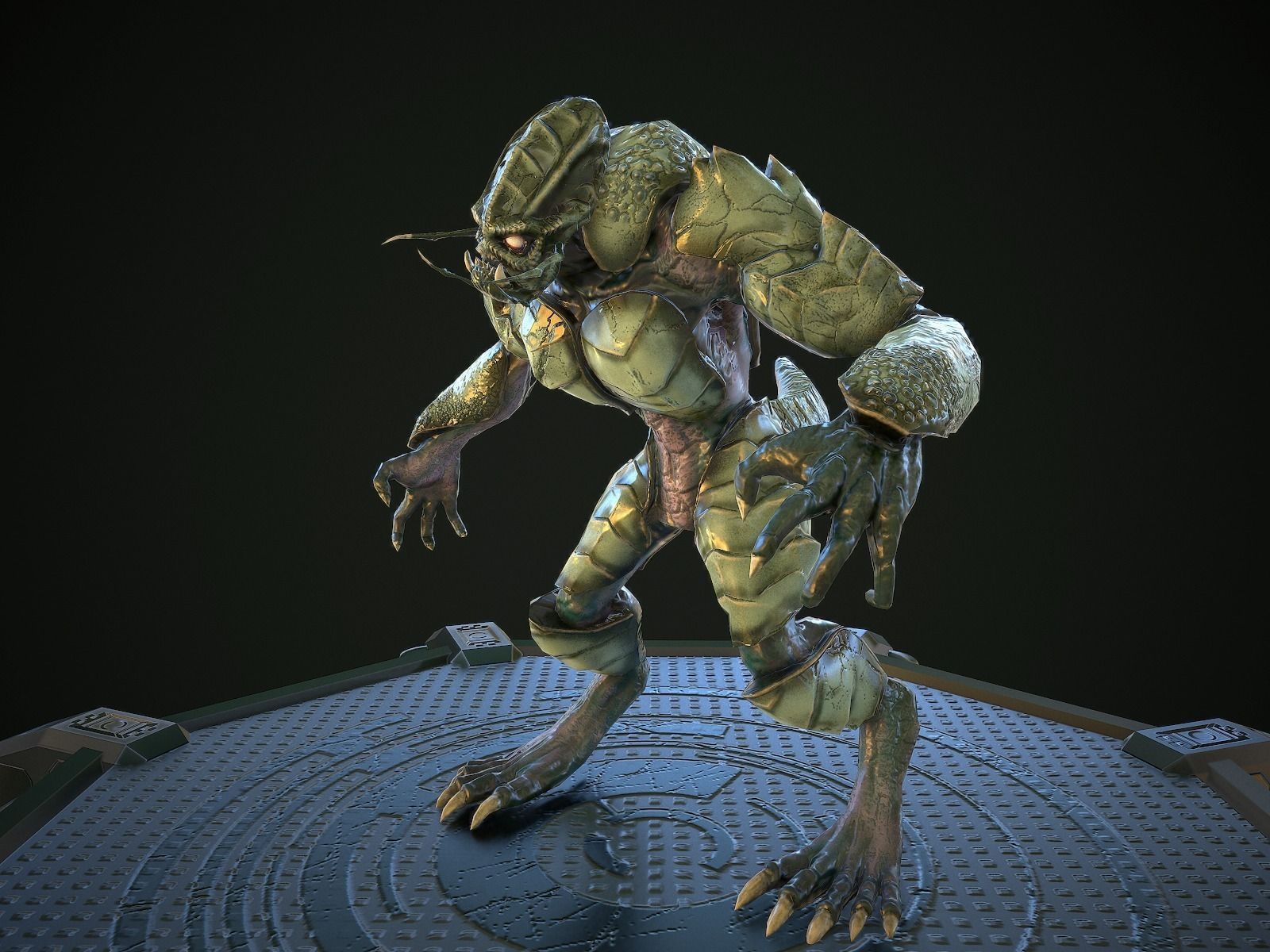 Alien Beast Lowpoly rigged Low-poly 3D model_7