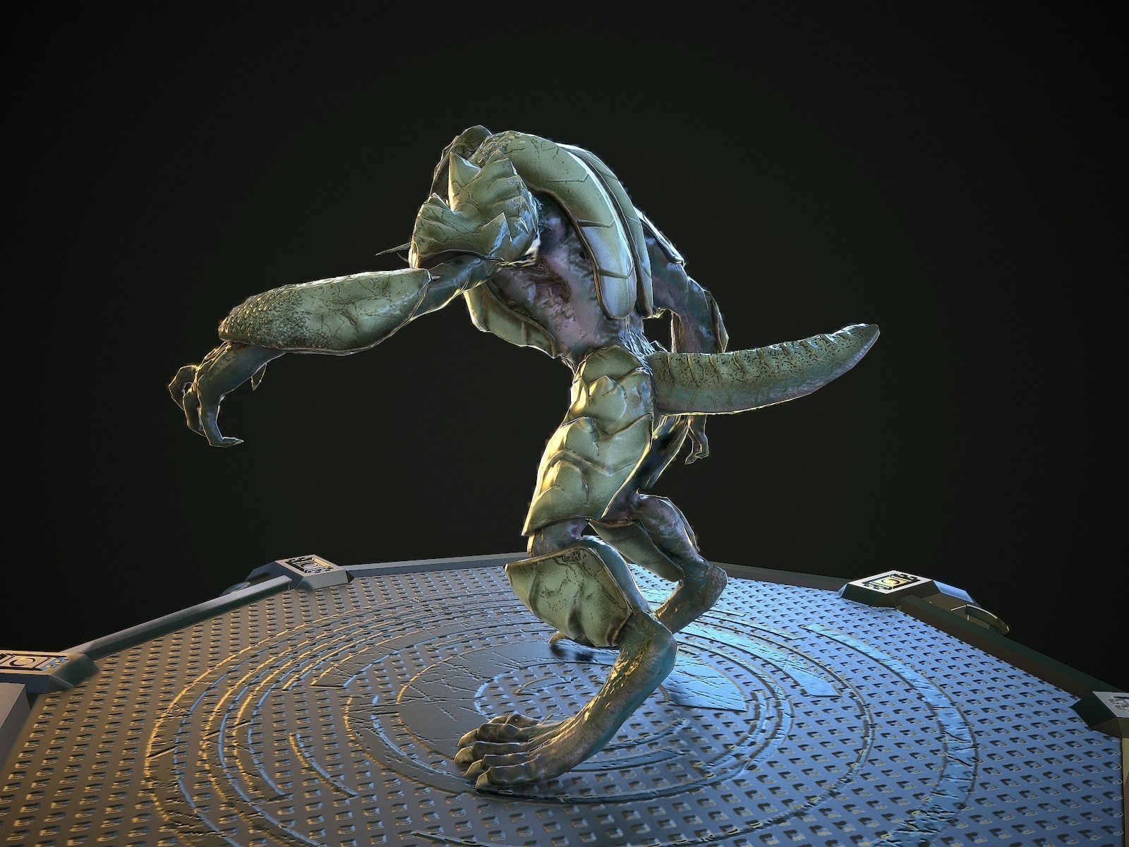 Alien Beast Lowpoly rigged Low-poly 3D model_4