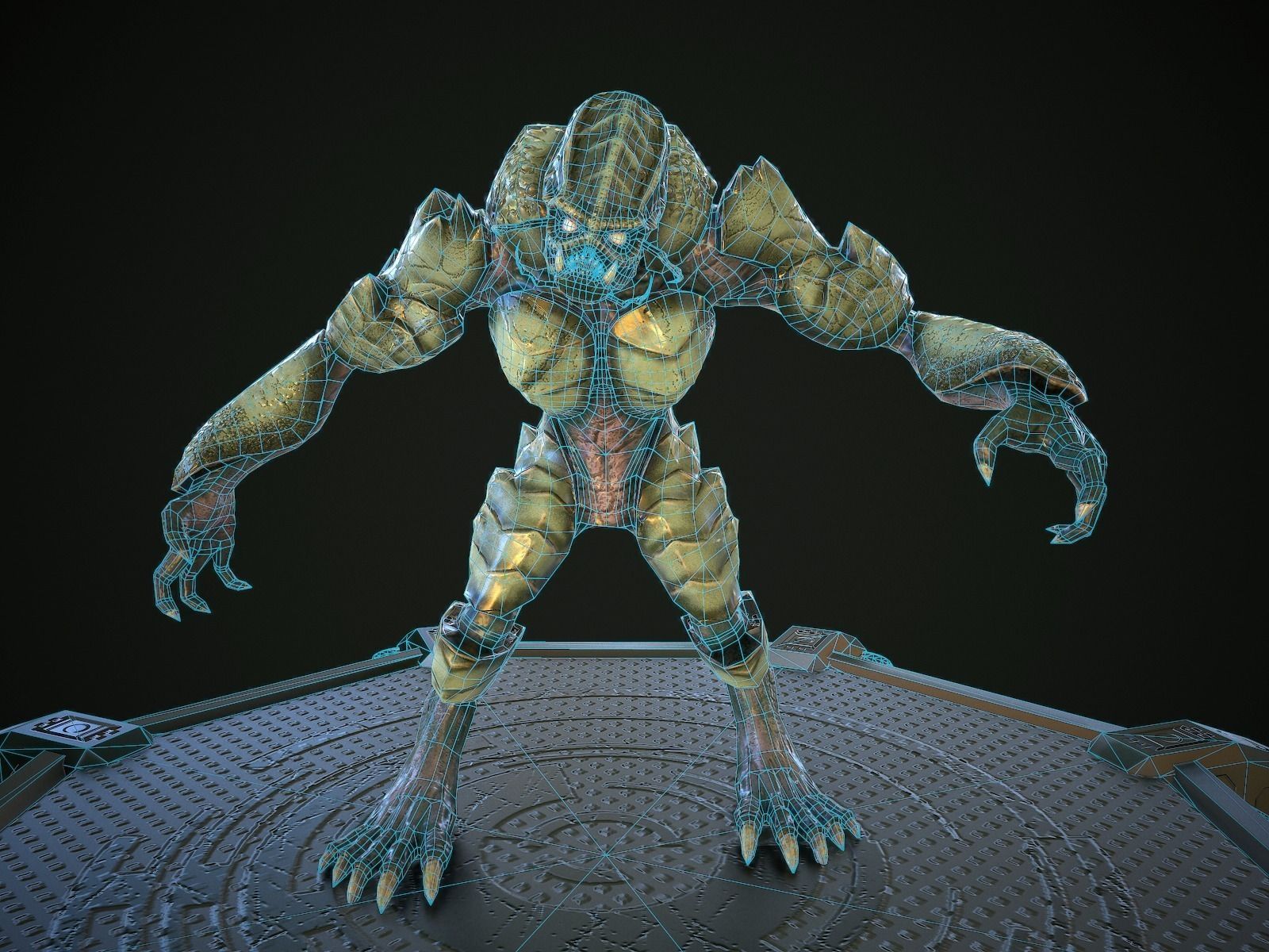 Alien Beast Lowpoly rigged Low-poly 3D model_8