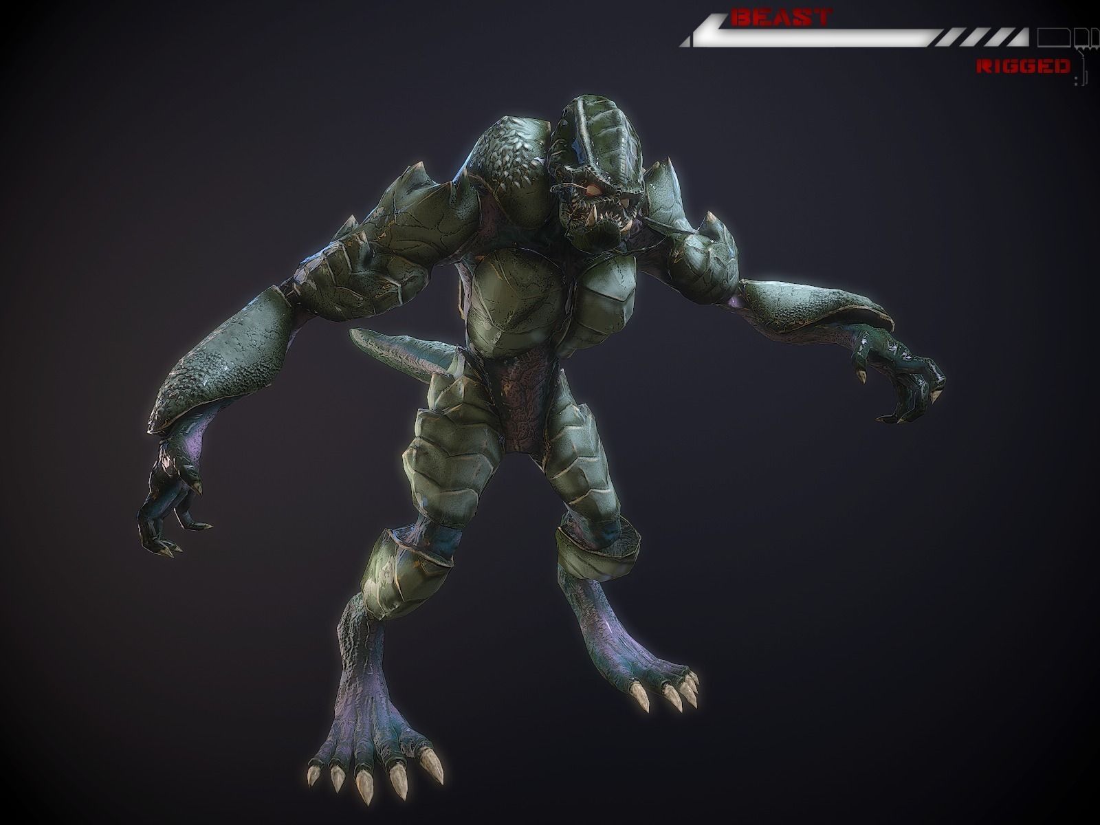 Alien Beast Lowpoly rigged Low-poly 3D model_0