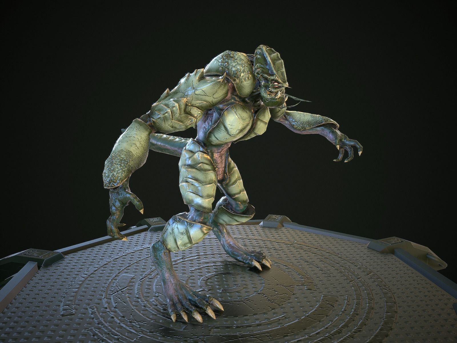 Alien Beast Lowpoly rigged Low-poly 3D model_5
