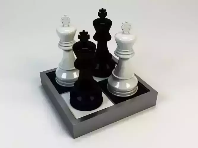3D Model King three chess pieces