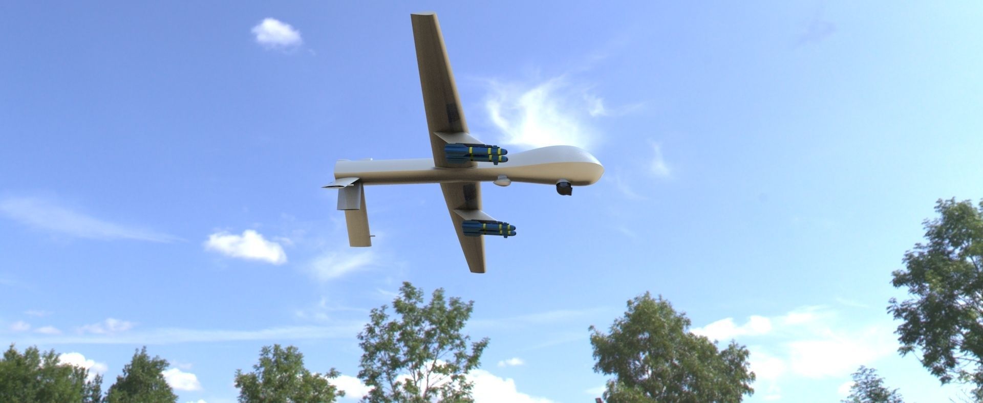 Predator Drone Low-poly 3D model_3