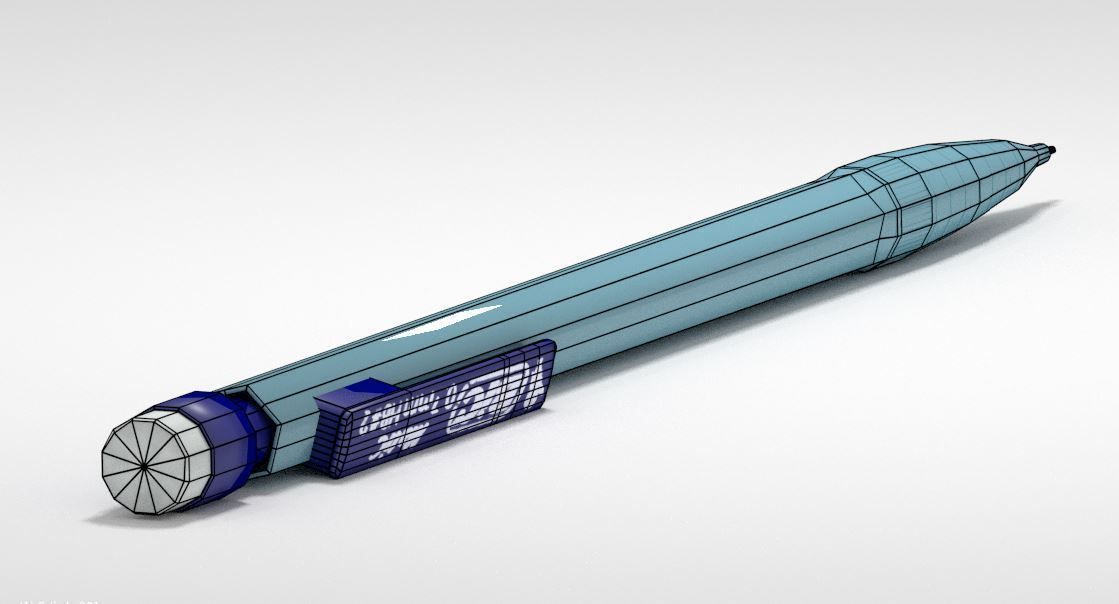 Pencil Bic Matic Low-poly 3D model_2