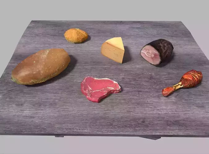 low poly food pack Low-poly 3D model