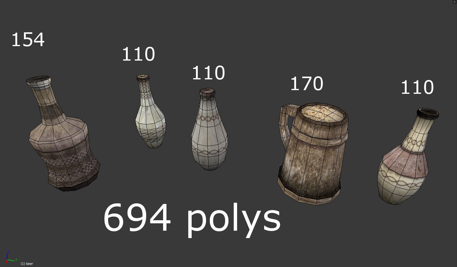 low poly medieval drinks pack Low-poly 3D model