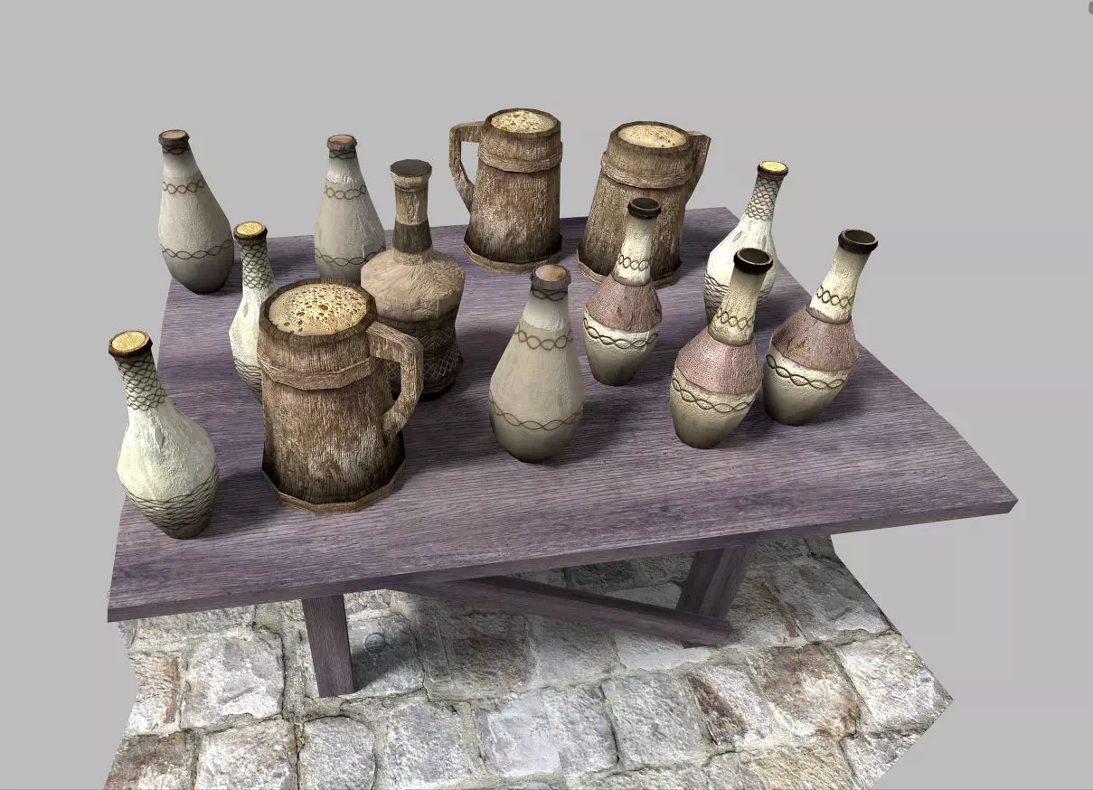 low poly medieval drinks pack Low-poly 3D model