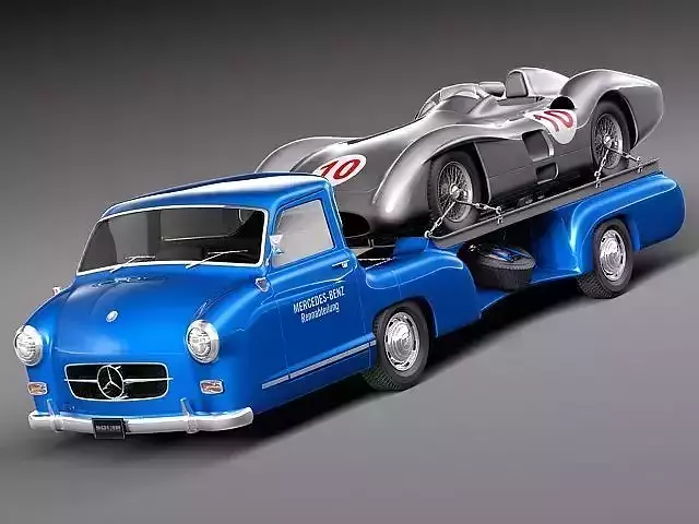Mercedes Renntransporter 1954 Combo with grand prix car