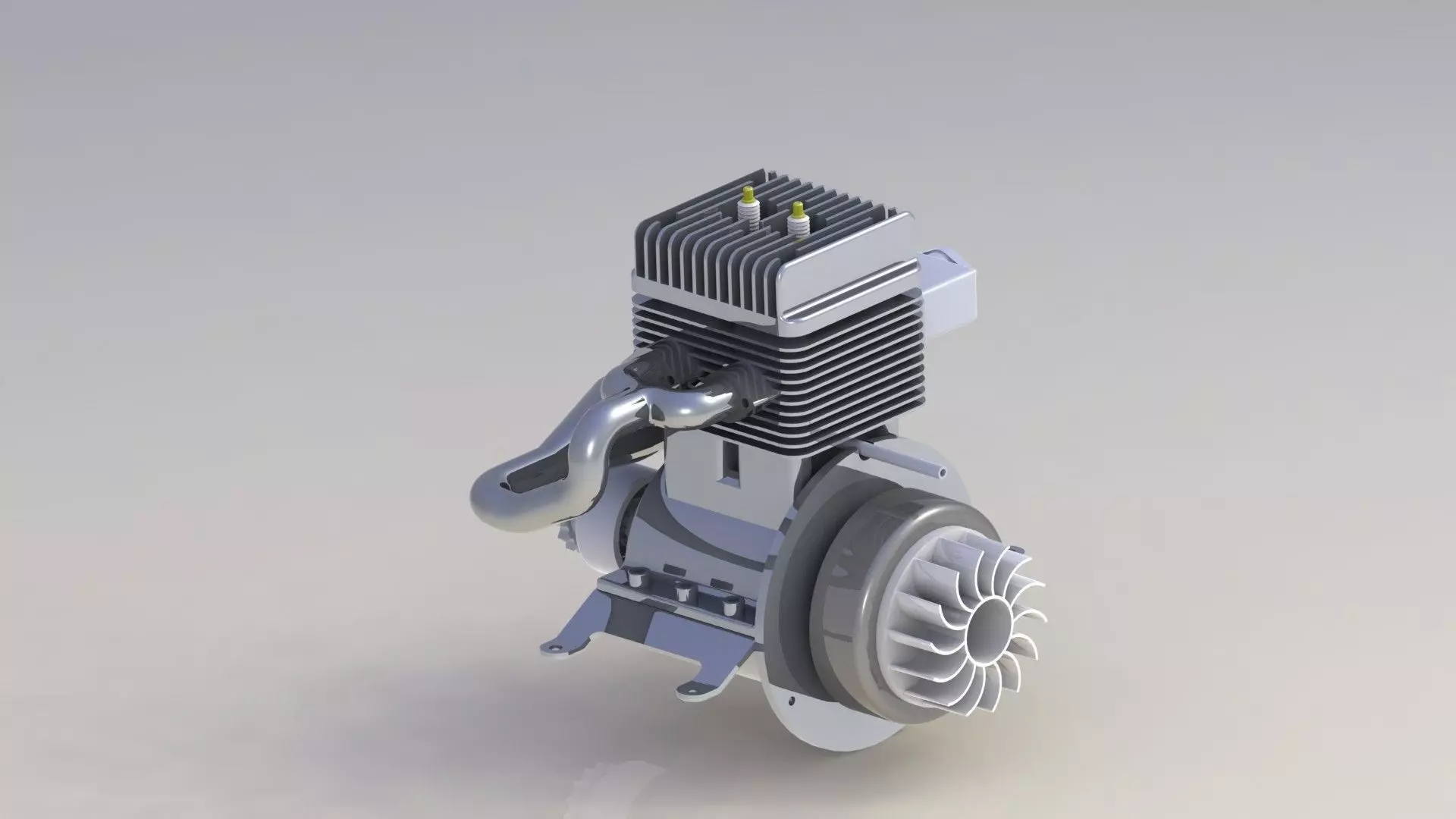 Moteur 2t 2 cylindres 125cm3 Free 3D model