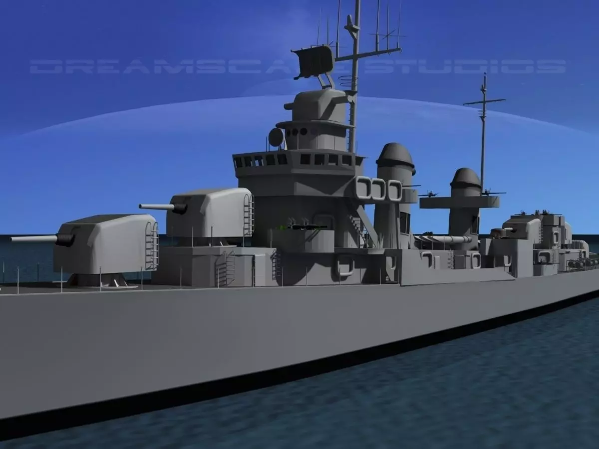 Destroyer DD-445 USS Fletcher 3D model_0