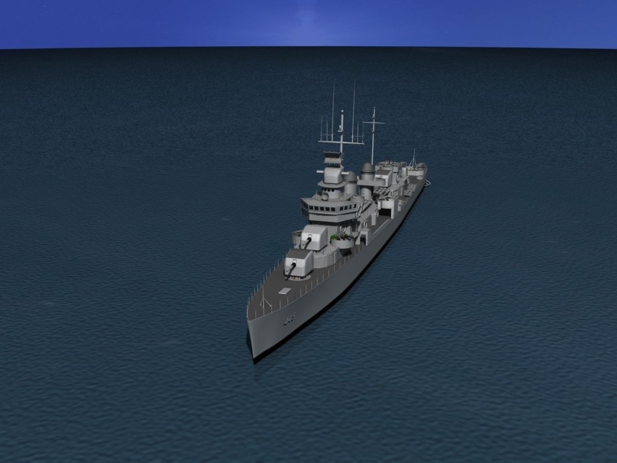 Destroyer DD-445 USS Fletcher 3D model_9