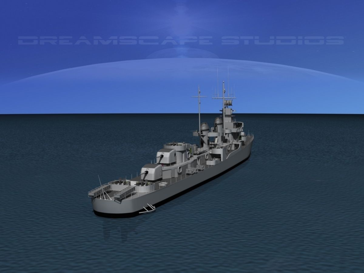 Destroyer DD-445 USS Fletcher 3D model_4