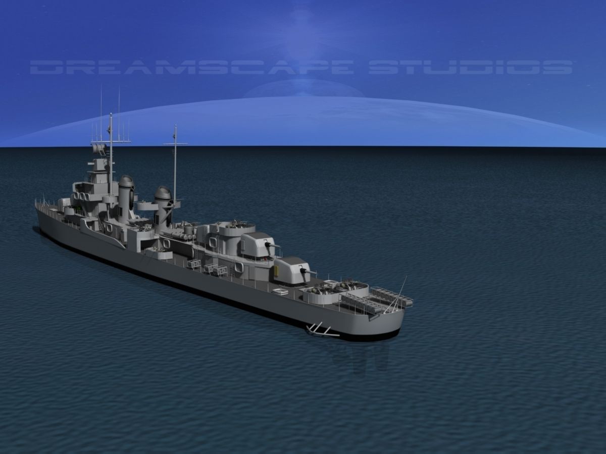 Destroyer DD-445 USS Fletcher 3D model_5