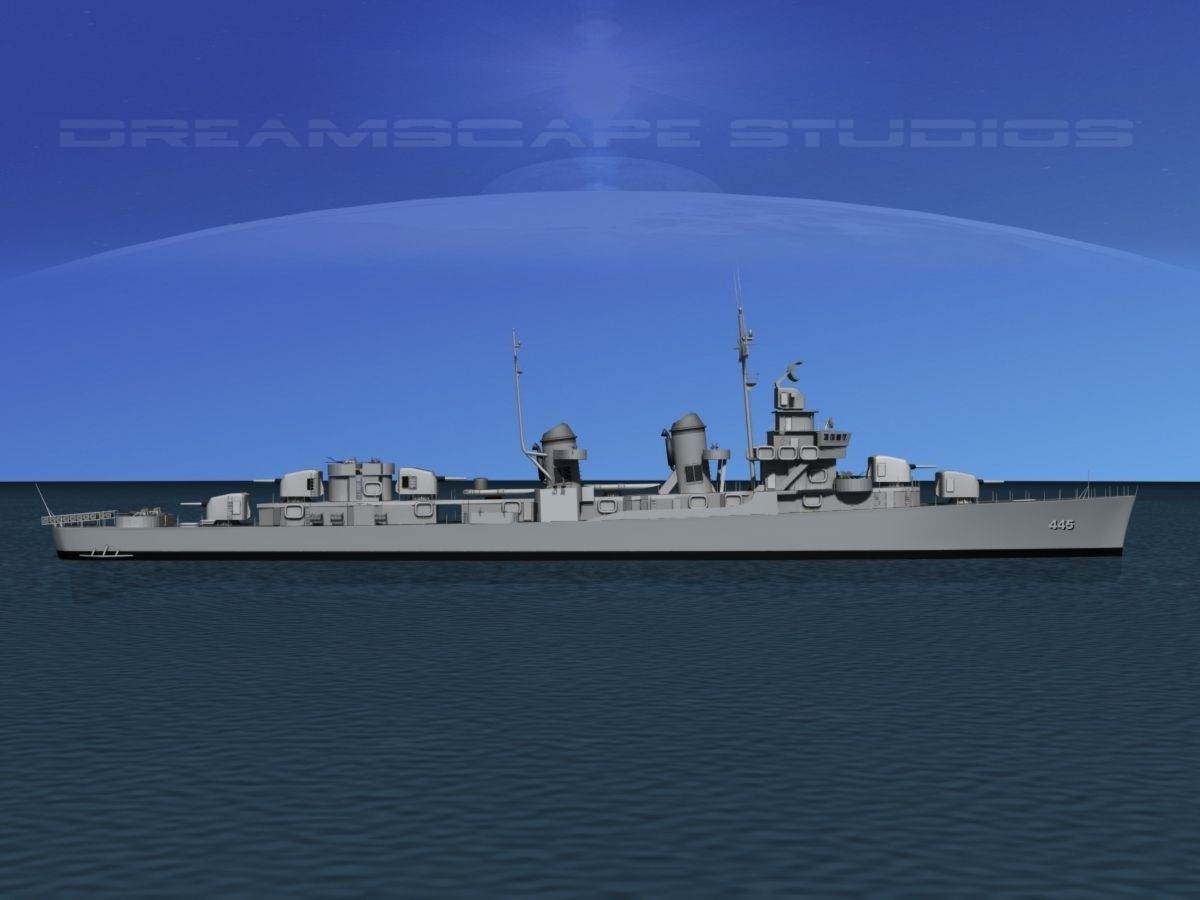 Destroyer DD-445 USS Fletcher 3D model_2