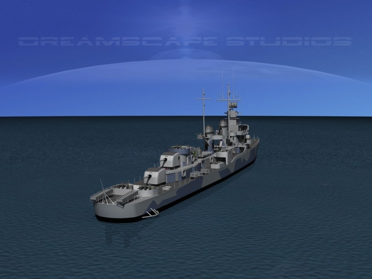Fletcher Class Destroyer DD-473 USS Bennett 3D model_3