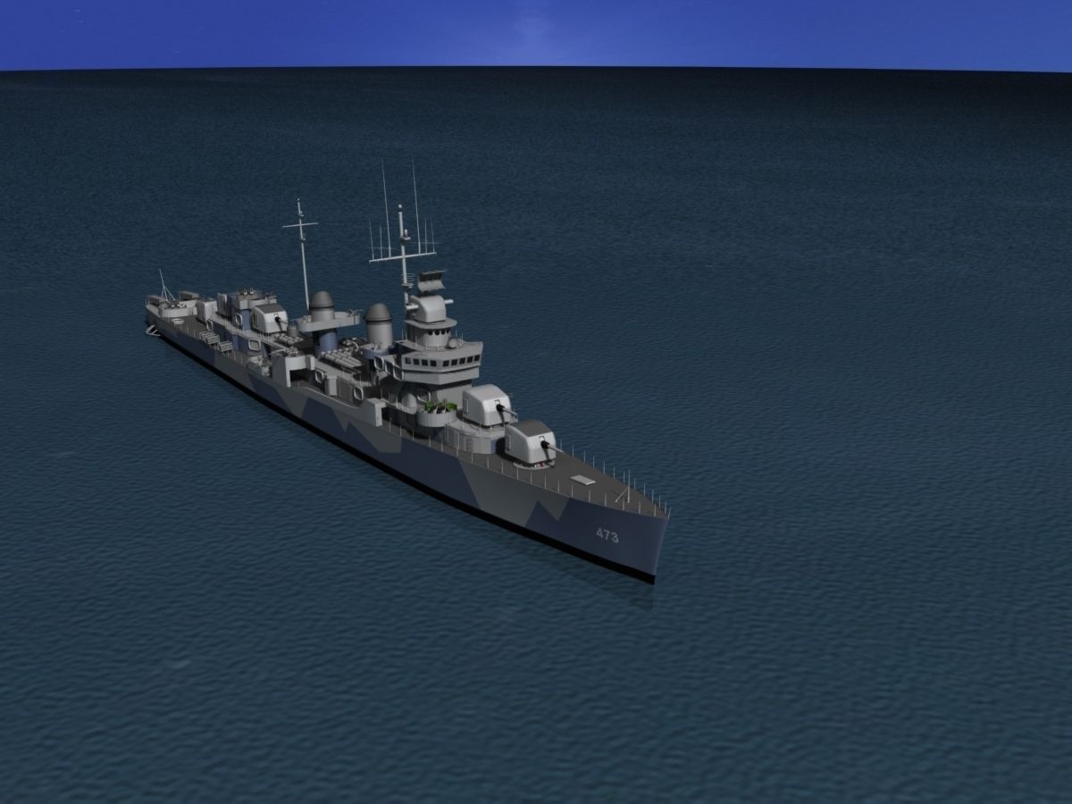 Fletcher Class Destroyer DD-473 USS Bennett 3D model_13