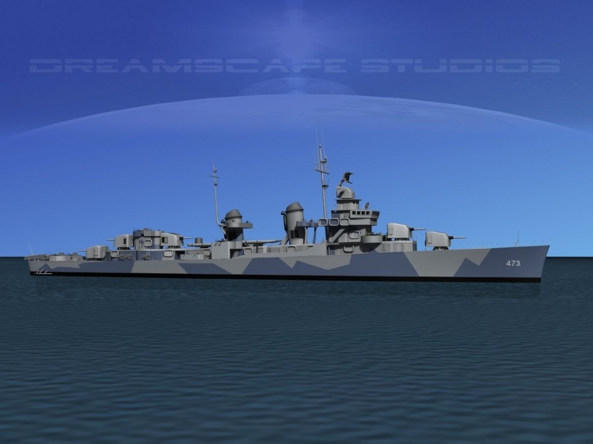 Fletcher Class Destroyer DD-473 USS Bennett 3D model_1