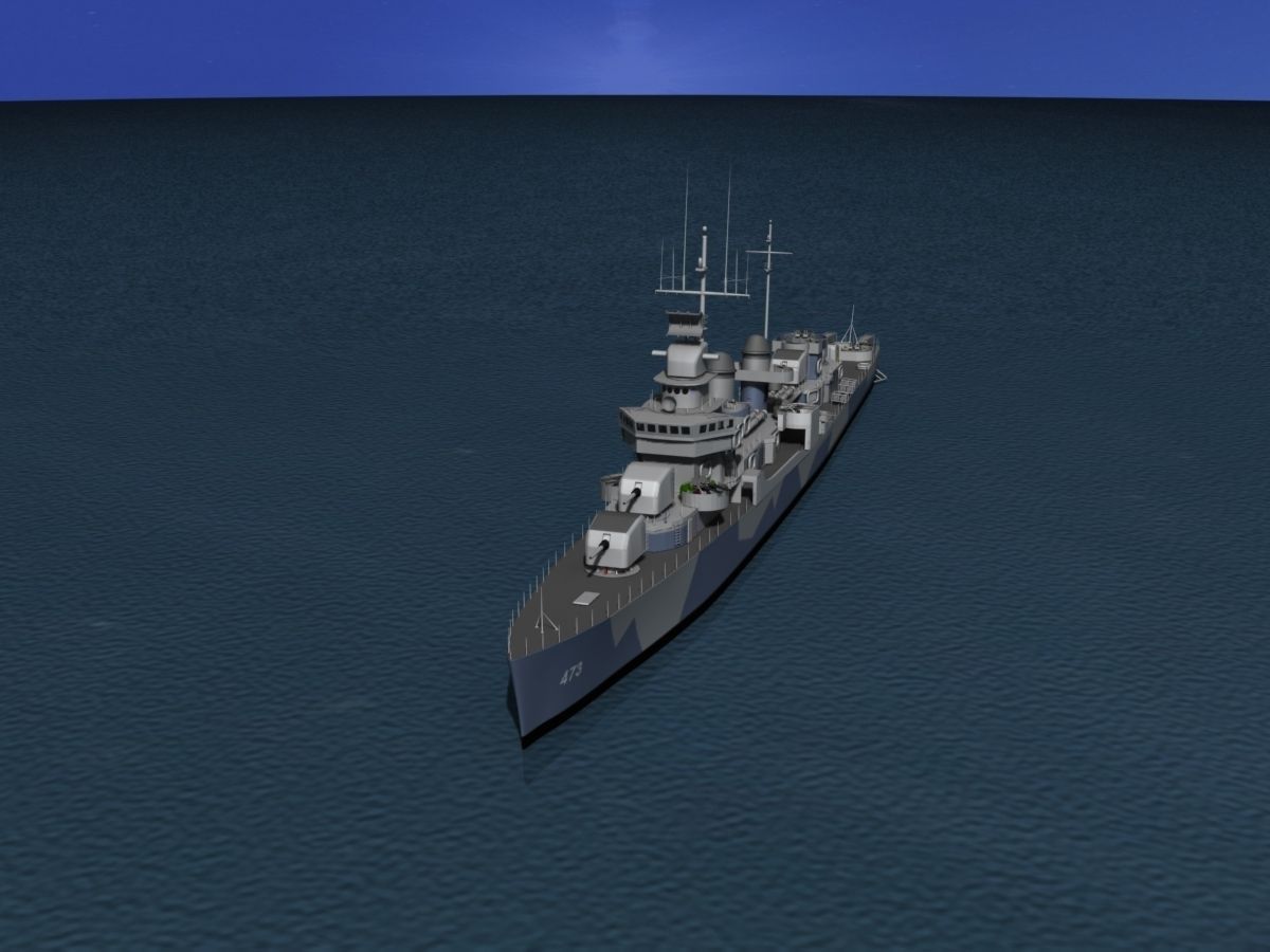 Fletcher Class Destroyer DD-473 USS Bennett 3D model_7