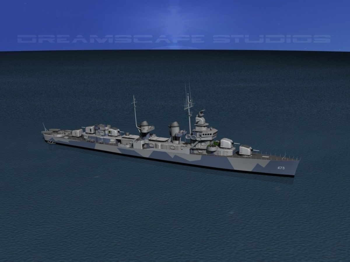 Fletcher Class Destroyer DD-473 USS Bennett 3D model_8