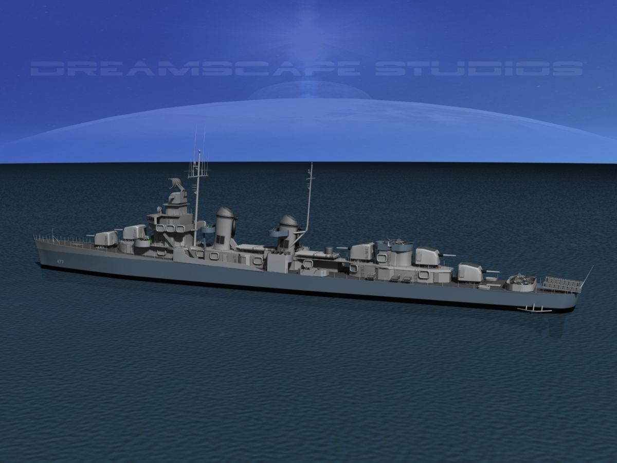 Fletcher Class Destroyer DD-477 USS Pringle 3D model_3
