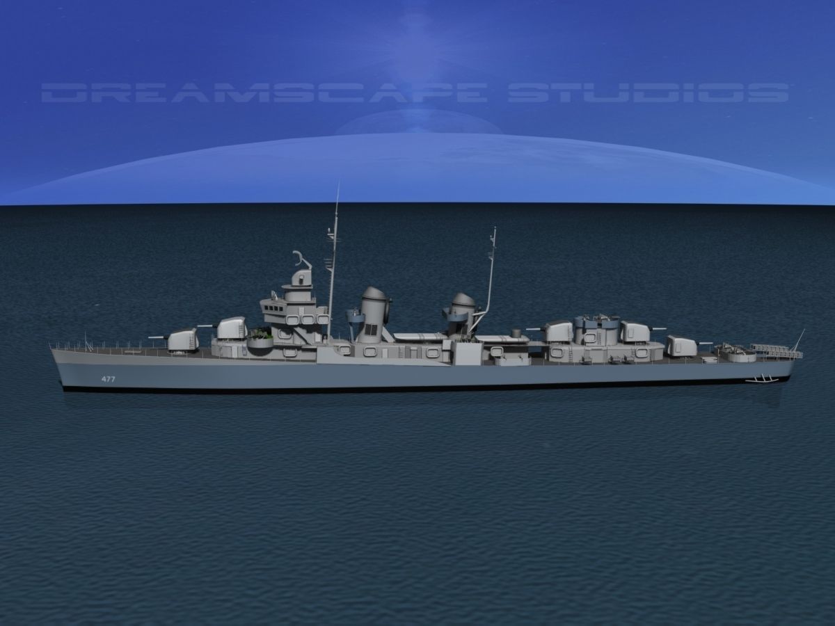 Fletcher Class Destroyer DD-477 USS Pringle 3D model_6