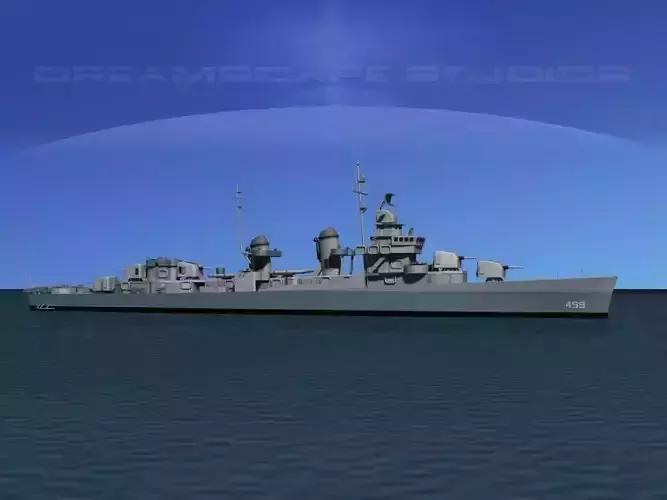 Fletcher Class Destroyer DD-499 USS Renshaw 3D model