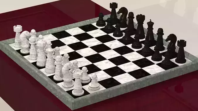 Chess board with pieces 3D print model