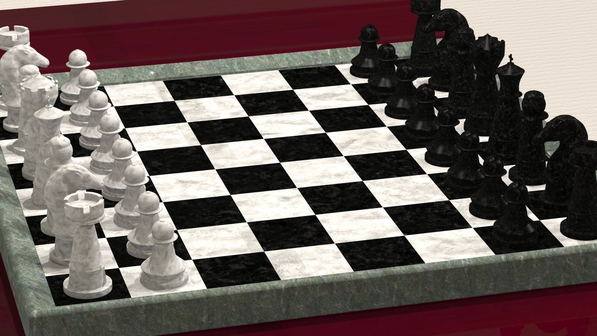 Chess board with pieces 3D print model_3