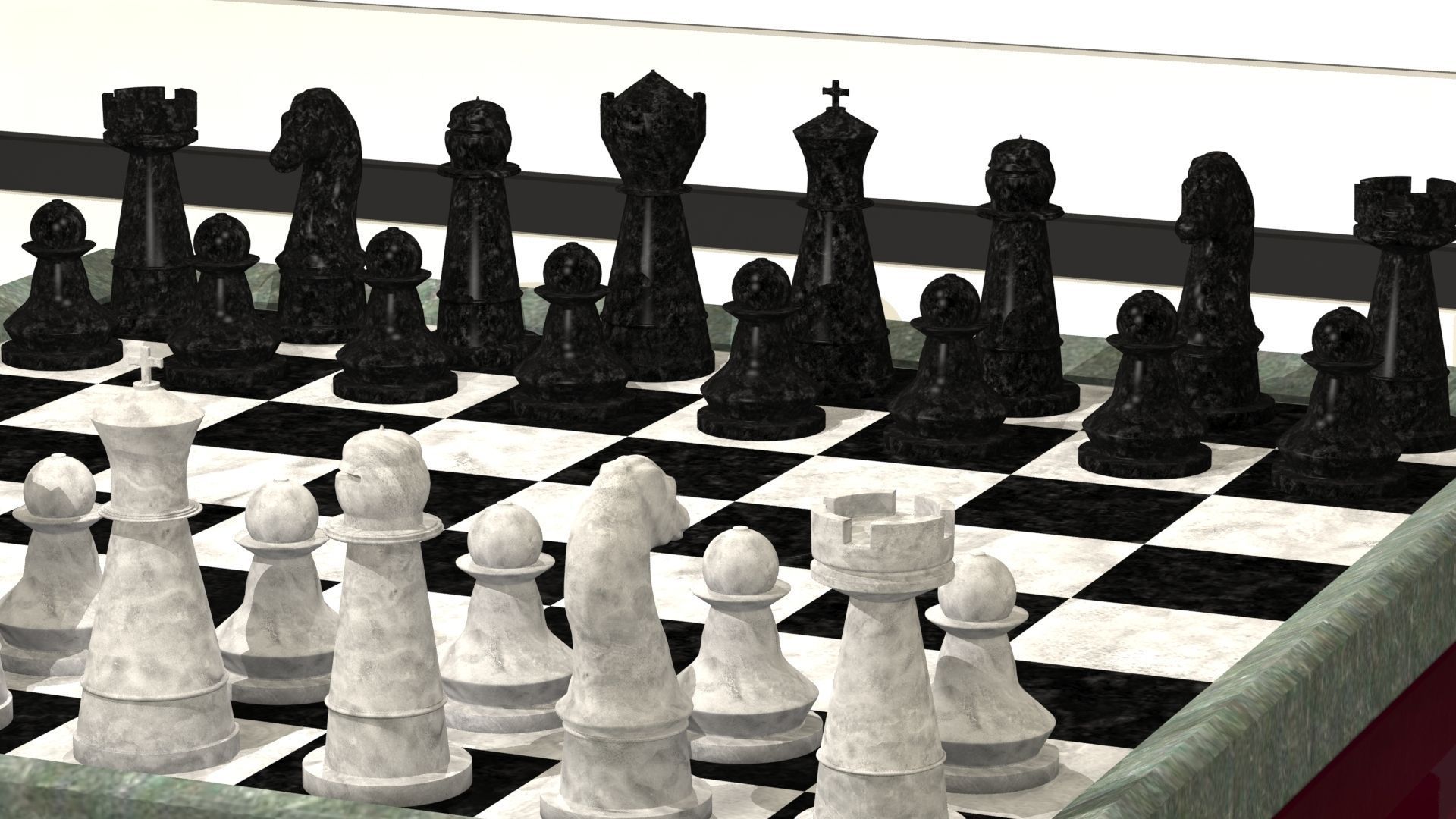 Chess board with pieces 3D print model_4