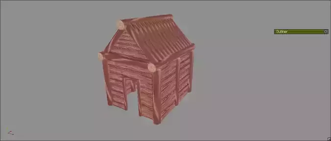 Cartoon hand painted wooden house hut shed