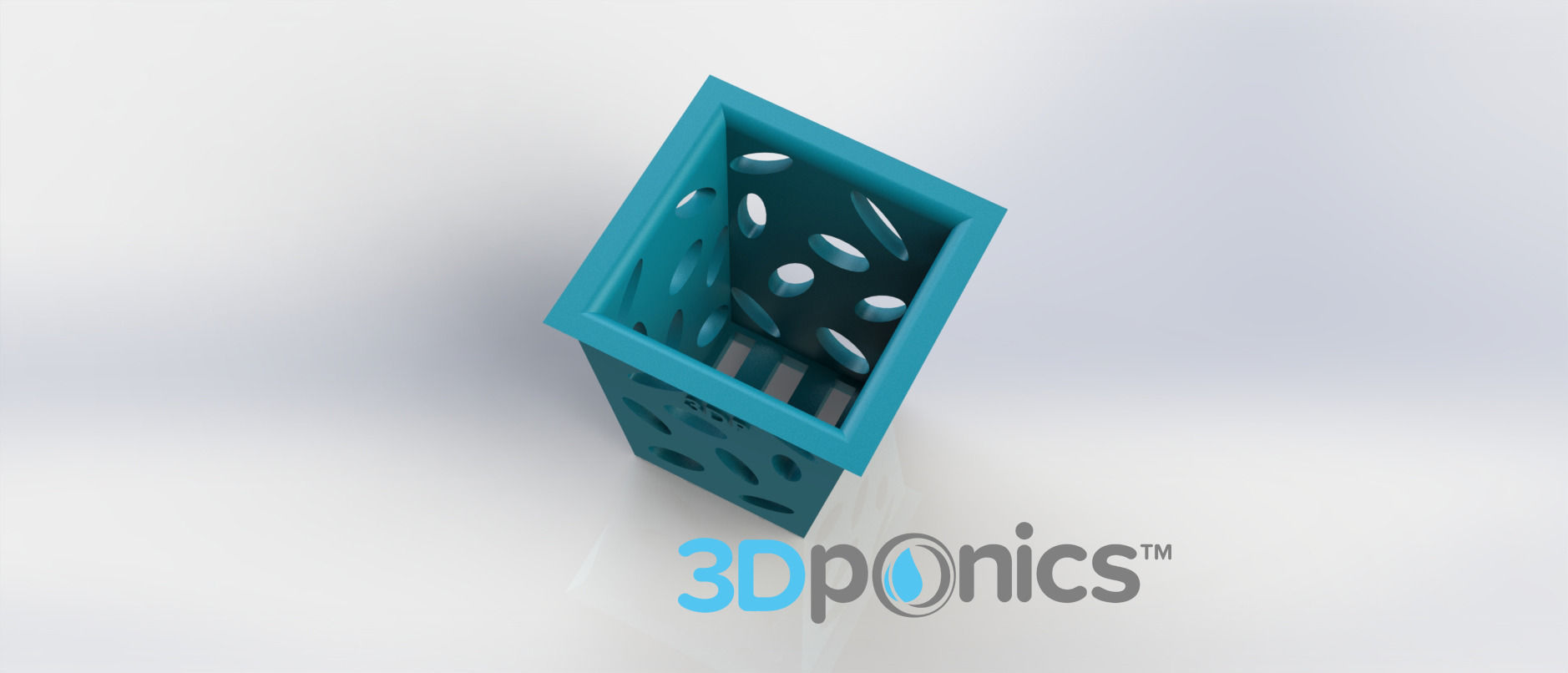 Square Planter - 3Dponics Non-Circulating Hydroponics Free 3D print model_1