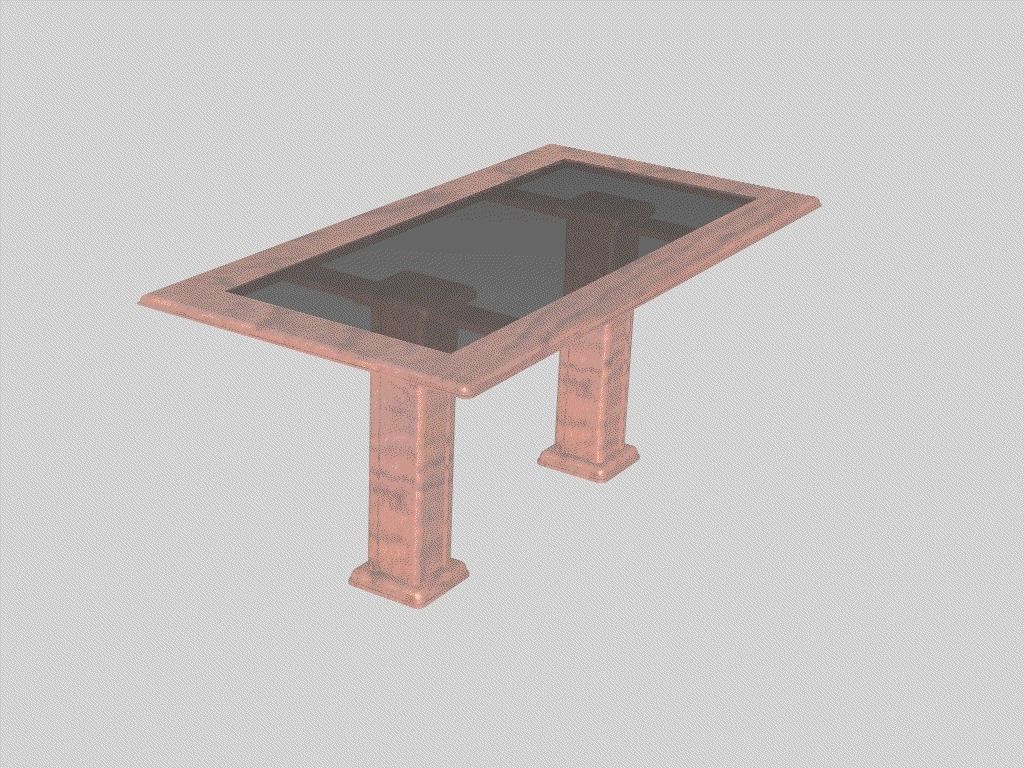 Table wooden with glass top Free 3D model