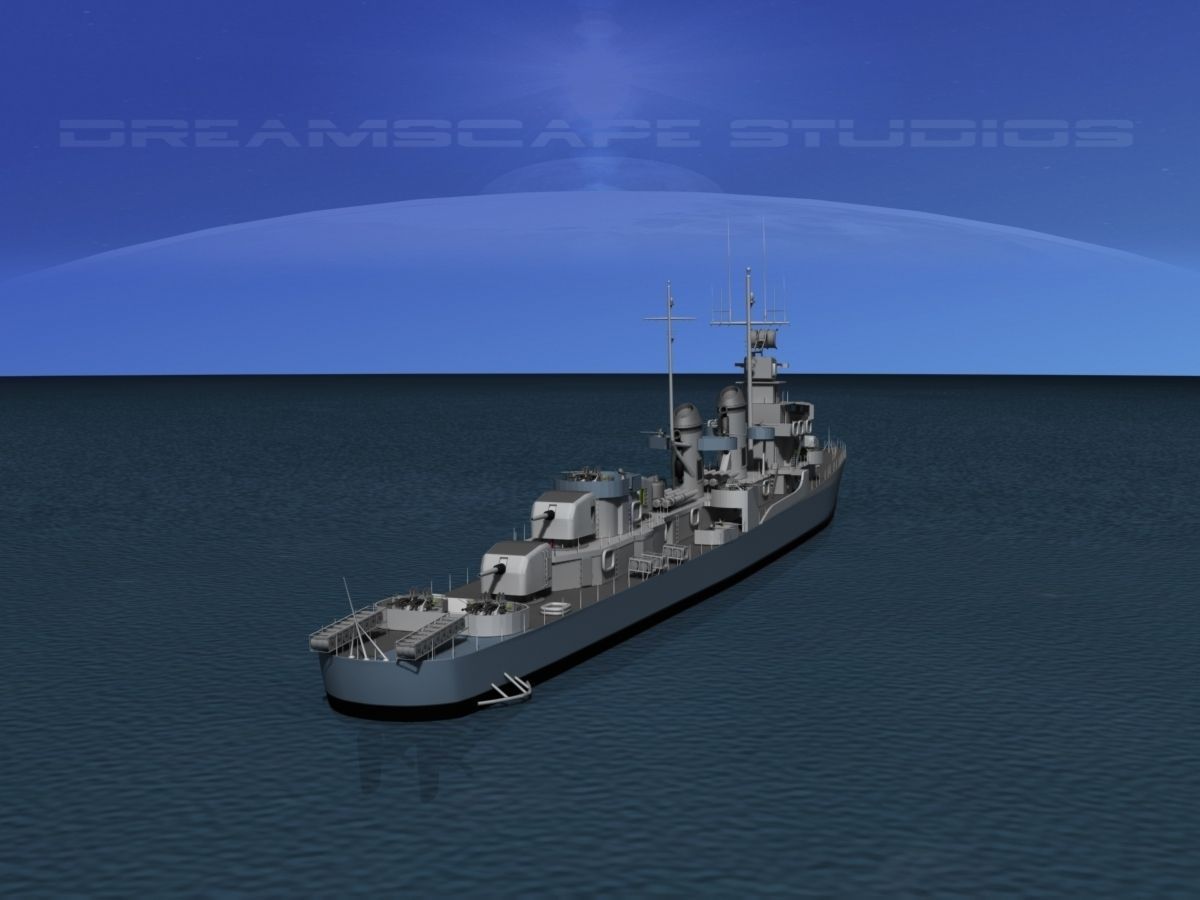 Fletcher Class Destroyer DD-501 USS Schroeder 3D model_3