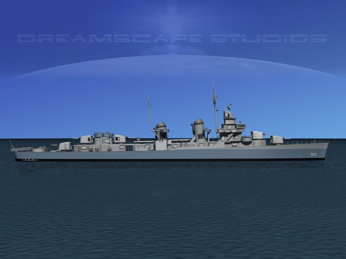 Fletcher Class Destroyer DD-501 USS Schroeder 3D model_1
