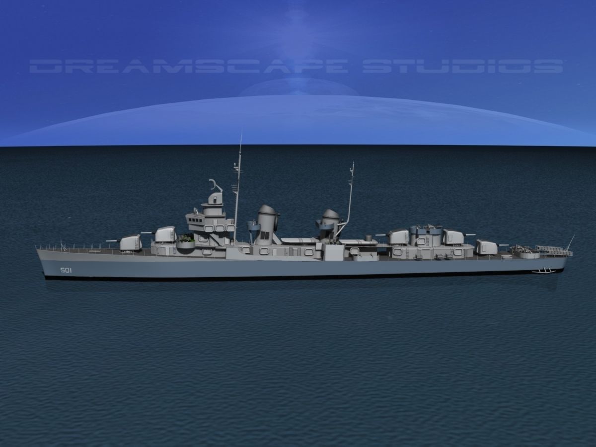 Fletcher Class Destroyer DD-501 USS Schroeder 3D model_6