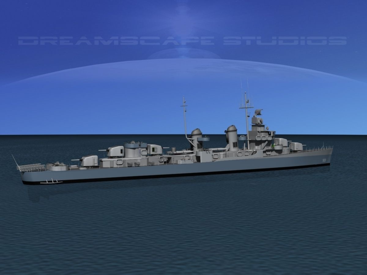 Fletcher Class Destroyer DD-501 USS Schroeder 3D model_2